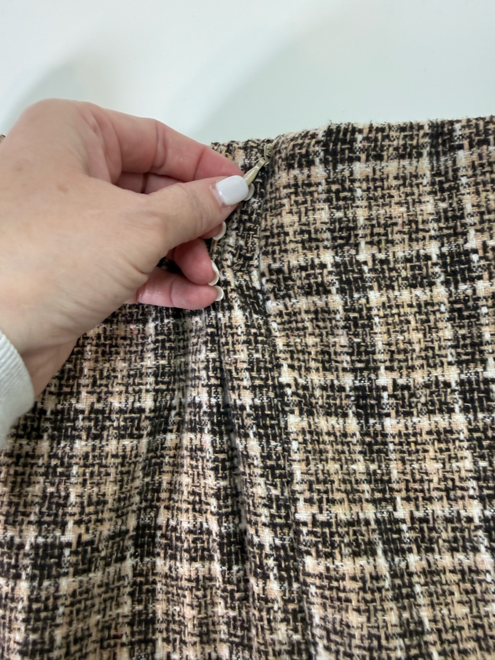 MICAS | Plaid Wide Leg Palazzo Pants Tweed High Rise | Brown | Large - Picture 5 of 12